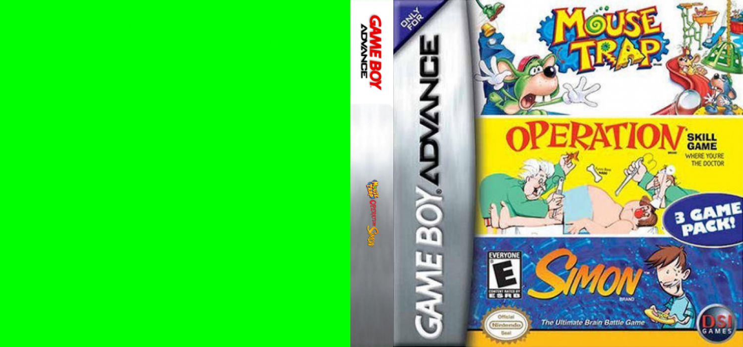 3 Game Pack! - Mouse Trap + Simon + Operation — box-texture (US)