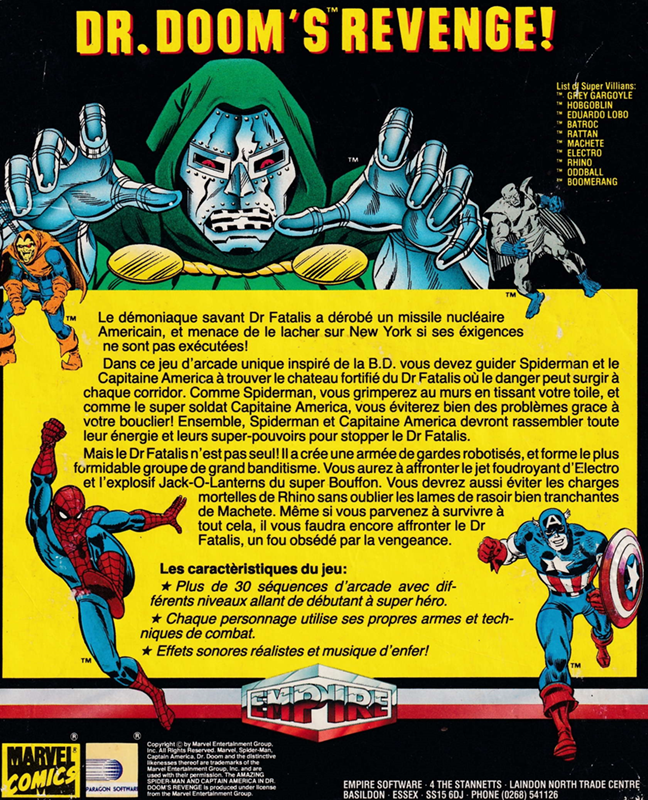 Amazing Spider-Man And Captain America In Dr. Doom's Revenge!, The — box-2D-back (EU)