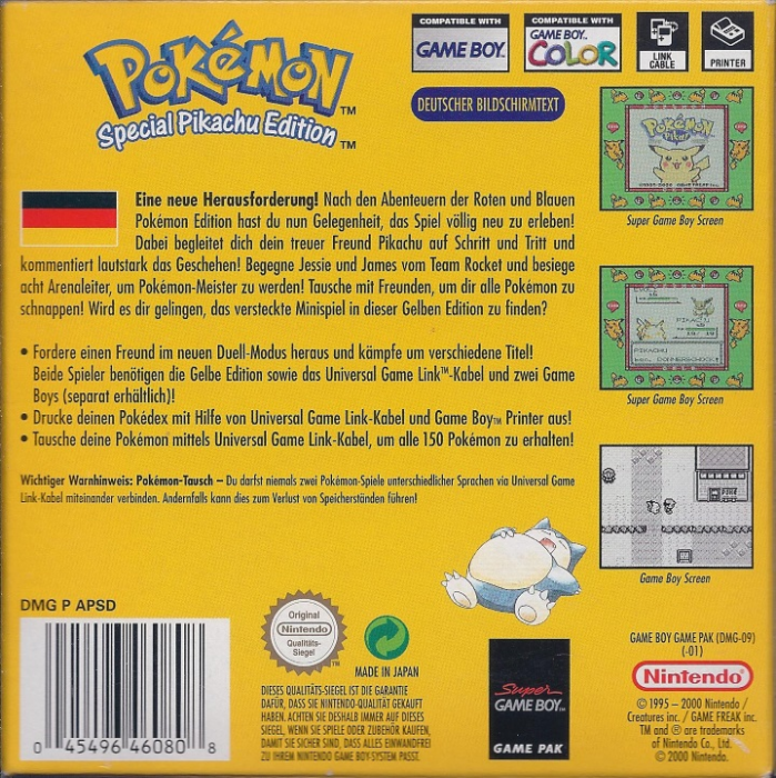 Pokémon - Yellow Version — box-2D-back (DE)