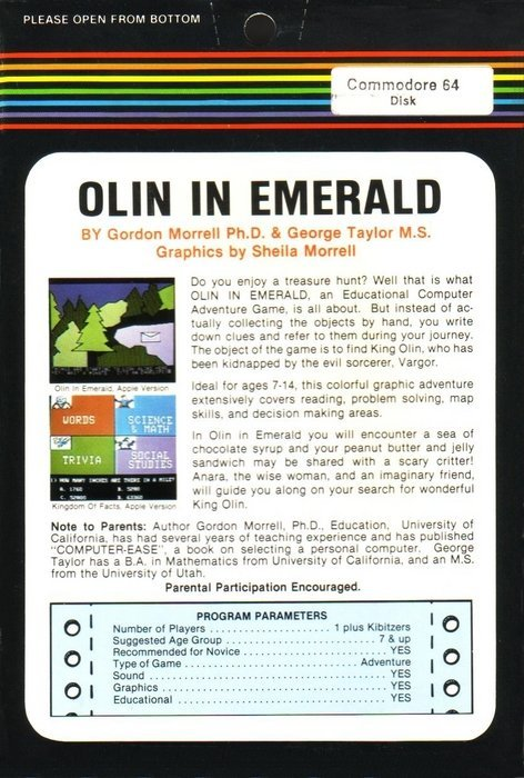 Olin in Emerald : Kingdom of Myrrh — box-2D-back (US)