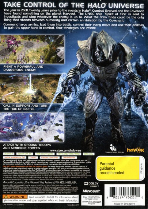 Halo Wars — box-2D-back (AU)