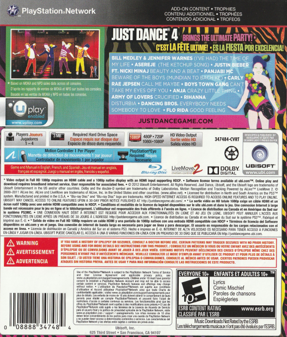 Just Dance 4 — box-2D-back (CA)