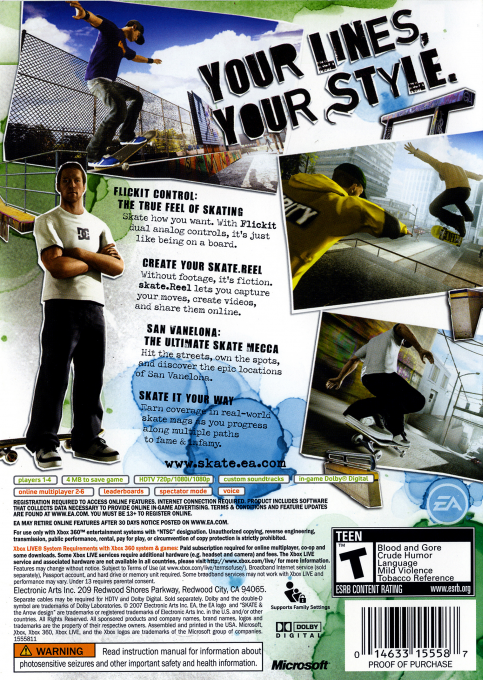 Skate. — box-2D-back (US)