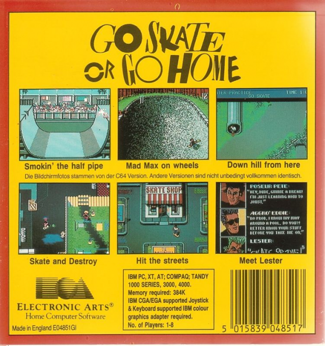 Skate Or Die — box-2D-back (EU)