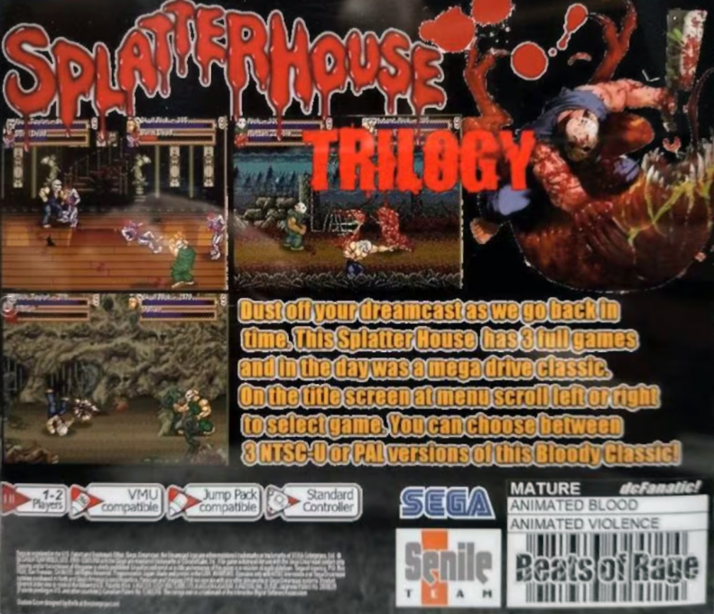 Splatterhouse Trilogy — box-2D-back (US)