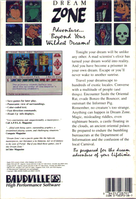 Dream Zone — box-2D-back (US)