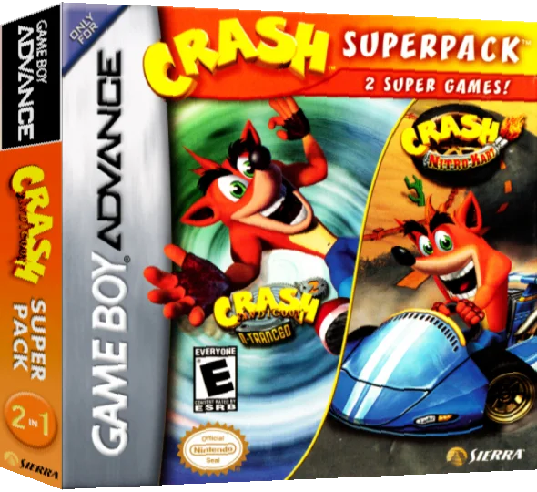 Crash Superpack - Crash Bandicoot 2 - N-Tranced + Crash Nitro Kart — box-3D (US)