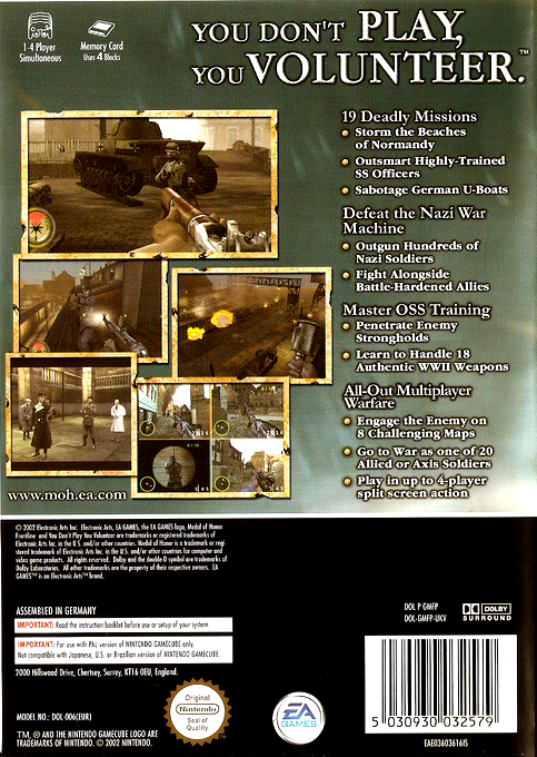 Medal of Honor - En Premiere Ligne — box-2D-back (EU)