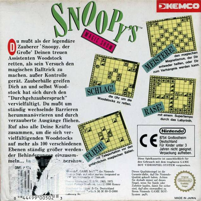 Snoopy : Magic Show — box-2D-back (DE)