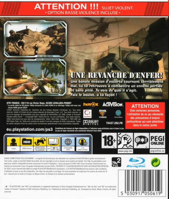 Soldier of Fortune - Payback — box-2D-back (FR)