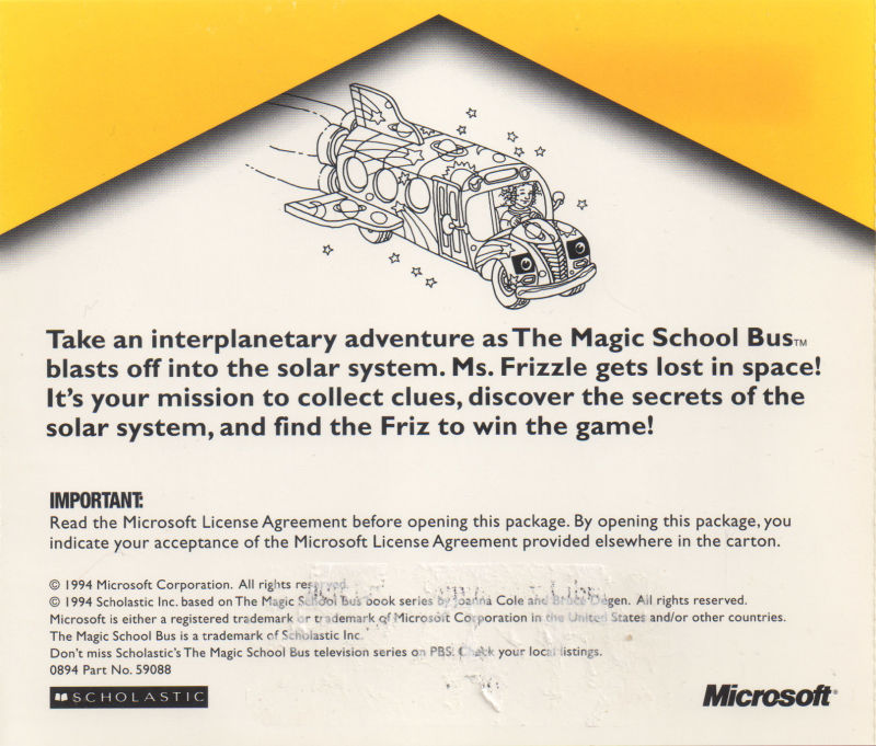 Scholastic's The Magic School Bus Explores the Solar System — box-2D-back (WOR)