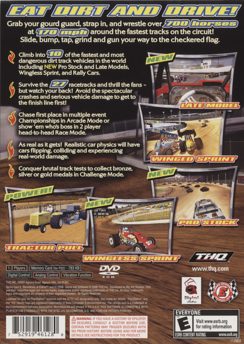 Sprint Cars 2 - Showdown at Eldora — box-2D-back (US)