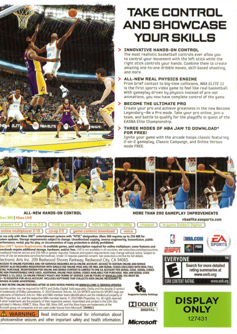 NBA Elite 11 — box-2D-back (US)