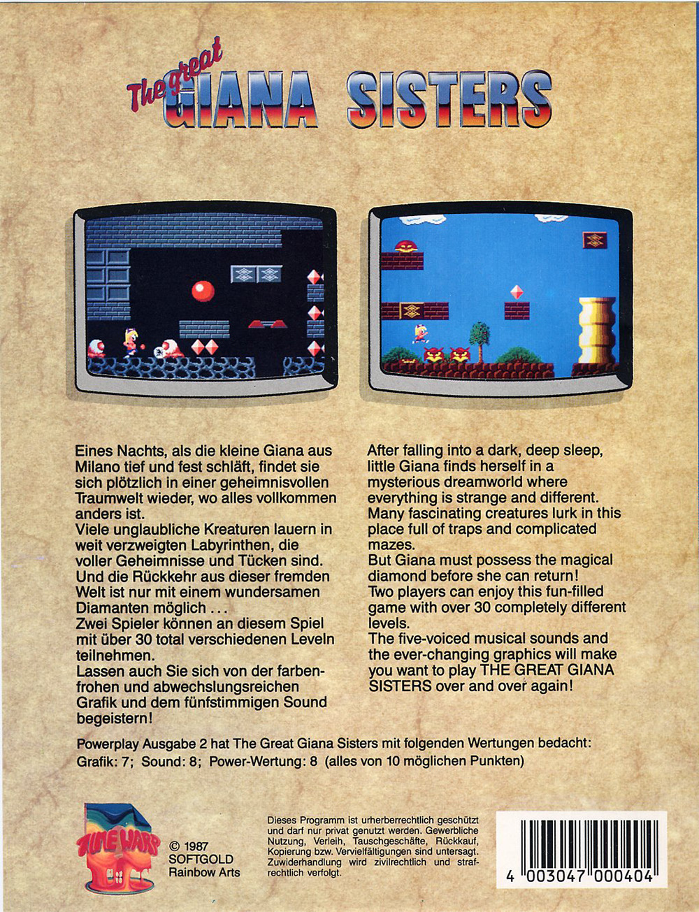 The Great Giana Sisters — box-2D-back (WOR)