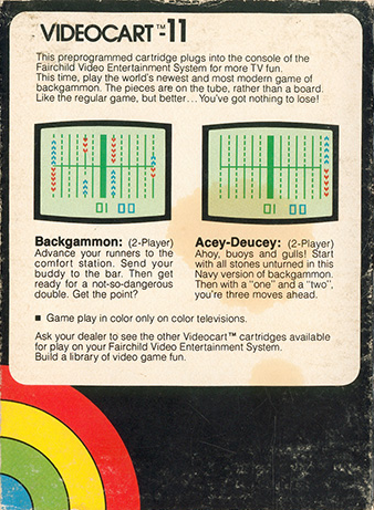 Videocart-11 - Backgammon, Acey-deucey — box-2D-back (SE)