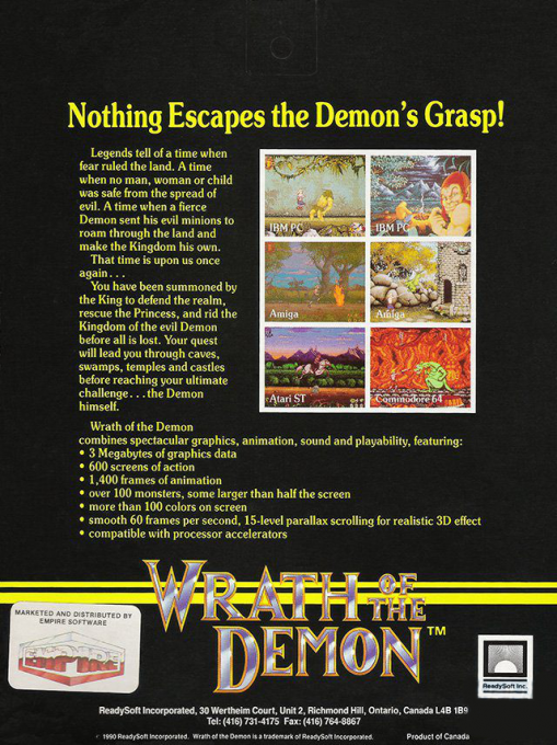 Wrath of the Demon — box-2D-back (US)