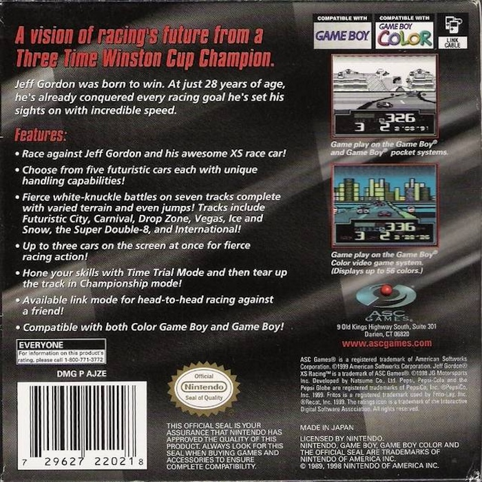Jeff Gordon Xs Racing — box-2D-back (US)