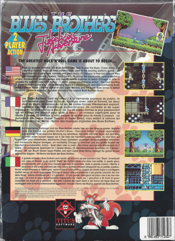 Blues Brothers, The - Jukebox Adventure — box-2D-back (US)
