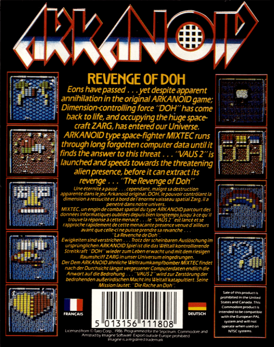 Arkanoid - Revenge Of Doh — box-2D-back (EU)