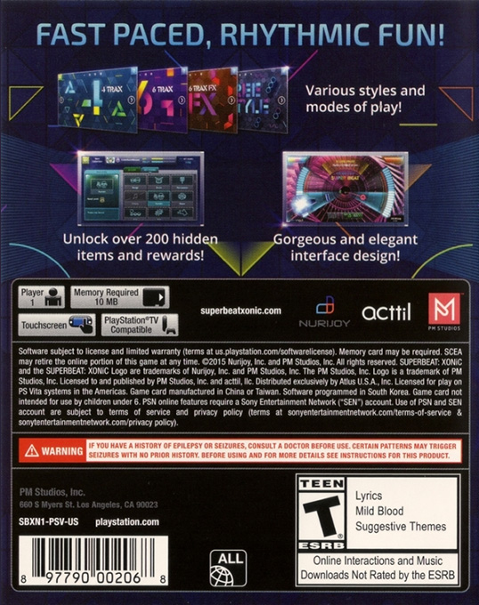 SUPERBEAT - XONiC — box-2D-back (US)