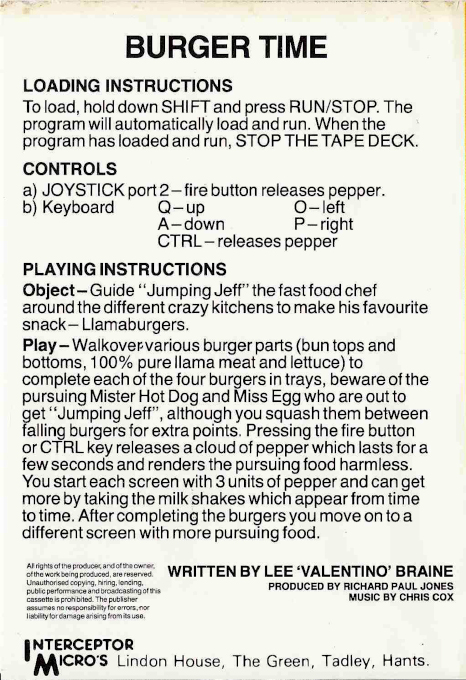 Burger Time — box-2D-back (EU)