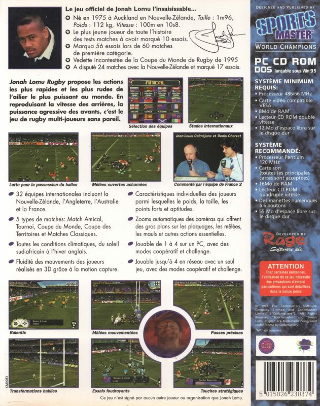 Jonah Lomu Rugby — box-2D-back (FR)