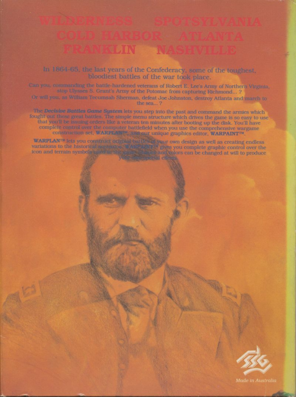 Decisive Battles Of The American Civil War, Vol. 3 — box-2D-back (US)