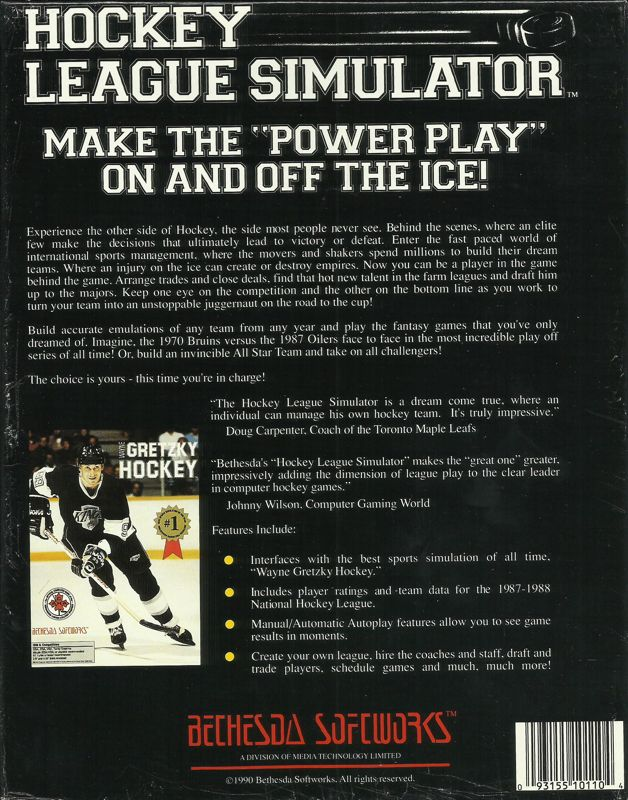 Hockey League Simulator — box-2D-back (US)