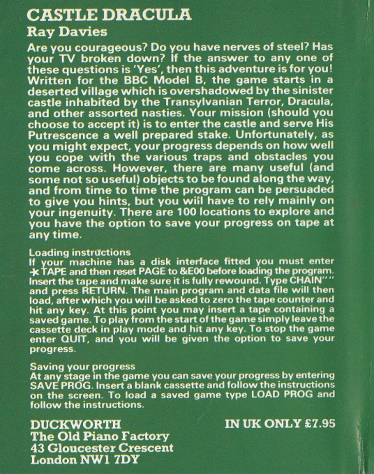 Castle Dracula — box-2D-back (EU)
