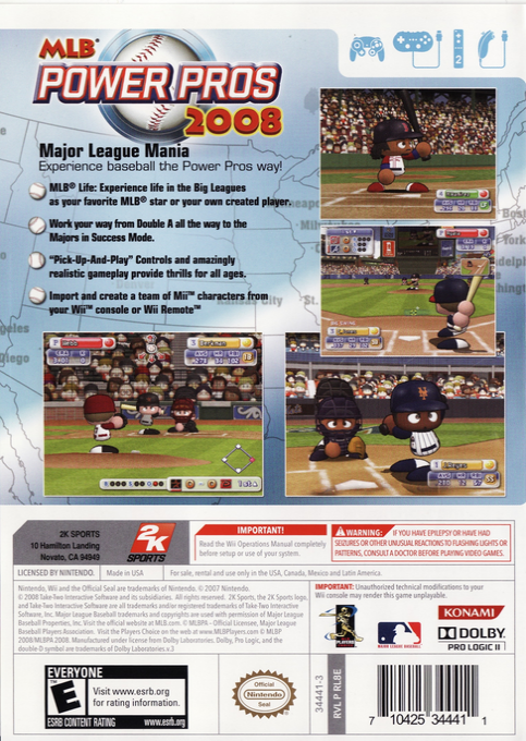 MLB Power Pros 2008 — box-2D-back (US)