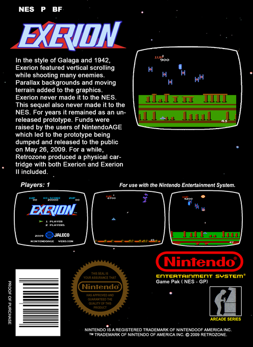 Exerion 2 — box-2D-back (US)