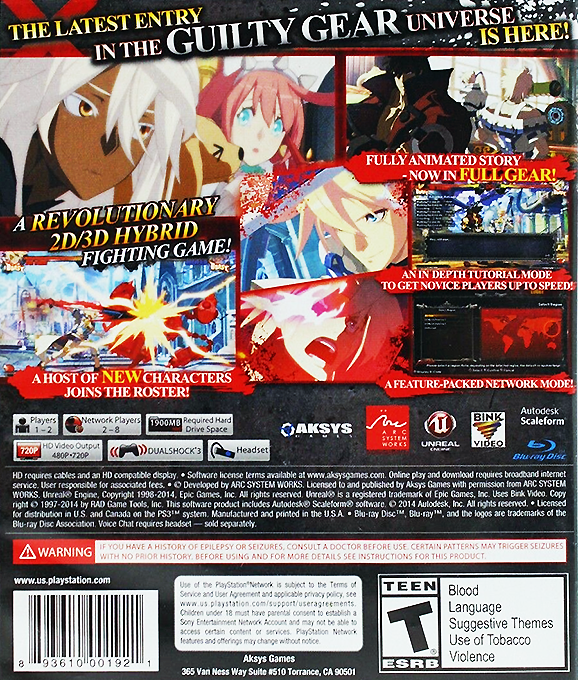 Guilty Gear Xrd - Sign — box-2D-back (US)