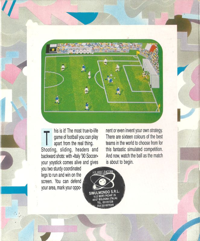 Italy '90 Soccer — box-2D-back (EU)