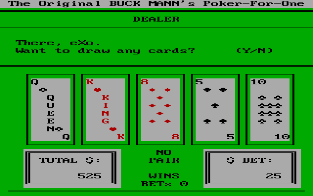 Original Buck Mann's Poker For One, The — ss (WOR)