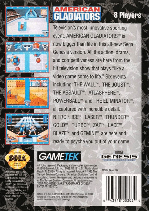 American Gladiators — box-2D-back (US)