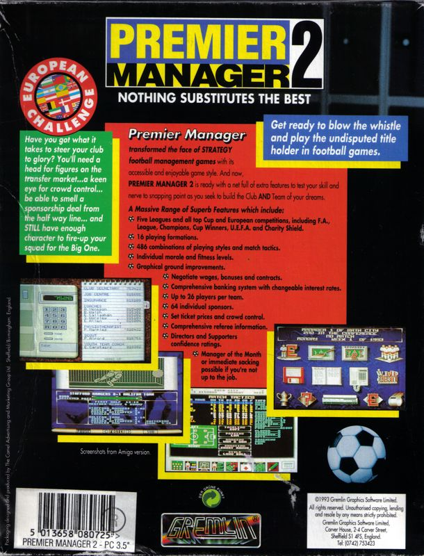 Premier Manager 2 — box-2D-back (EU)