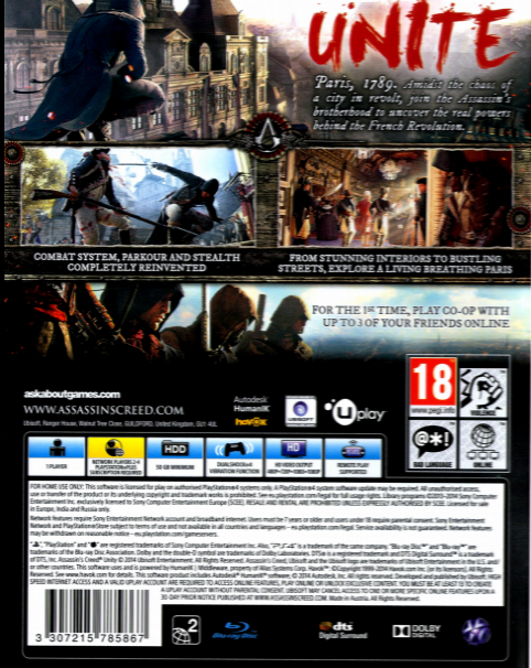 Assassin's Creed : Unity — box-2D-back (EU)