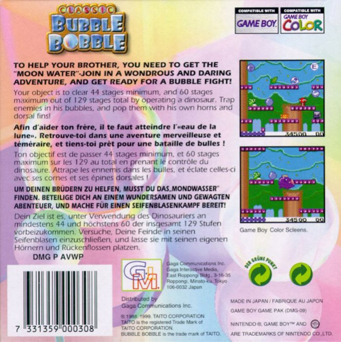 Classic Bubble Bobble — box-2D-back (EU)