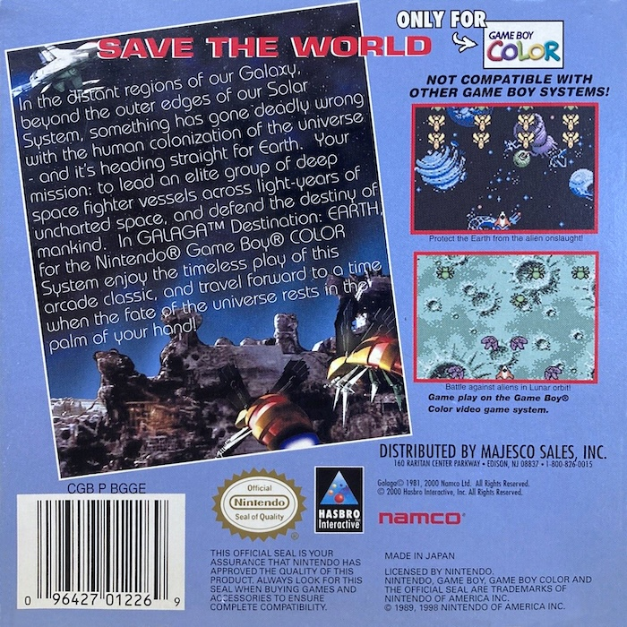 Galaga - Destination Earth — box-2D-back (US)
