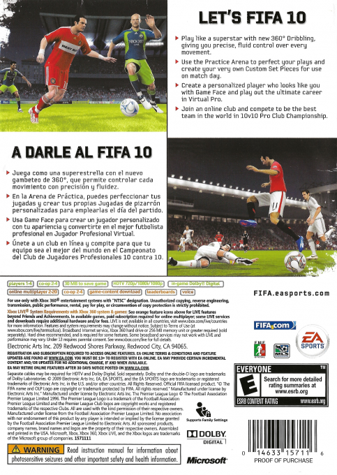 FIFA 10 - World Class Soccer — box-2D-back (US)