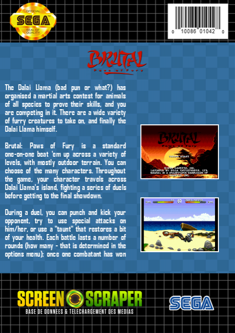 Brutal - Paws Of Fury — box-2D-back (SS)
