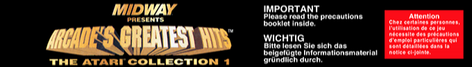 Arcade's Greatest Hits - The Atari Collection 1 — box-2D-side (EU)