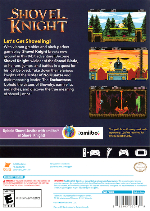 Shovel Knight — box-2D-back (US)