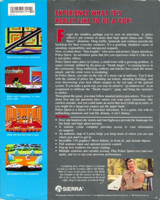 Police Quest - In Pursuit of the Death Angel — box-2D-back (US)