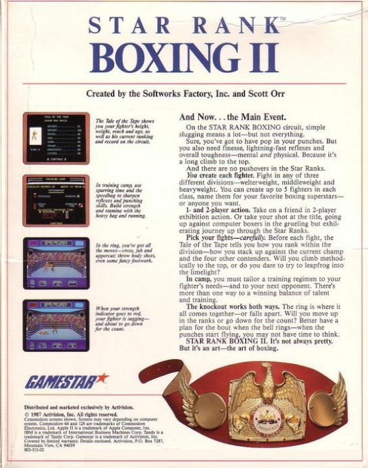 Star Rank Boxing 2 — box-2D-back (US)