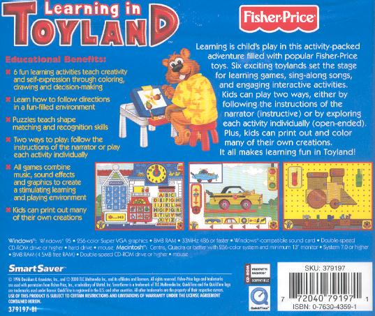 Fisher-Price: Learning in Toyland — box-2D-back (US)