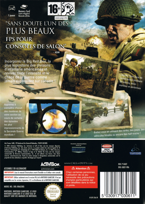 Call of Duty 2 - Big Red One — box-2D-back (FR)