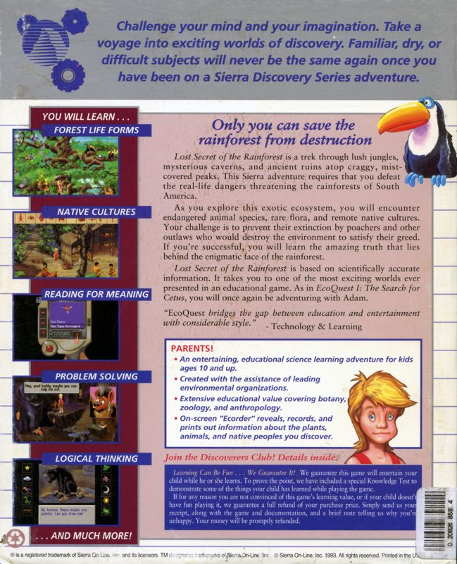 Lost Secret of the Rainforest — box-2D-back (US)