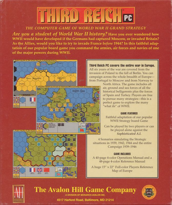 Third Reich — box-2D-back (US)