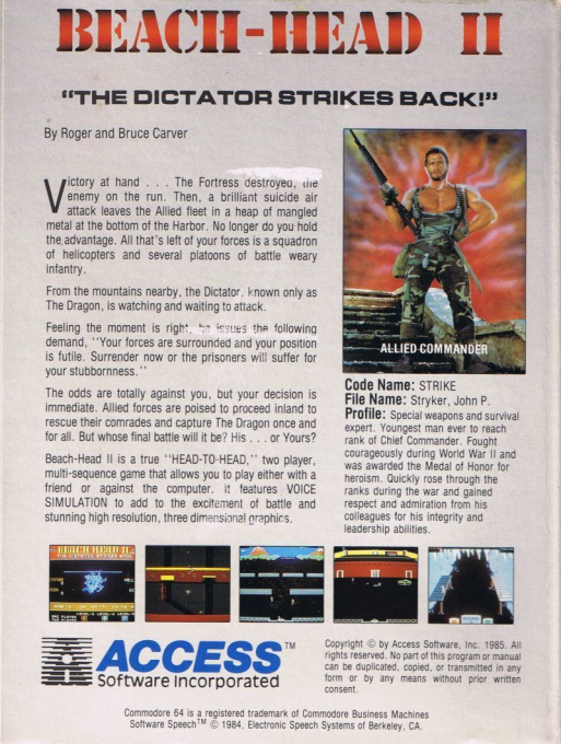 Beach-Head II - The Dictator Strikes Back — box-2D-back (US)